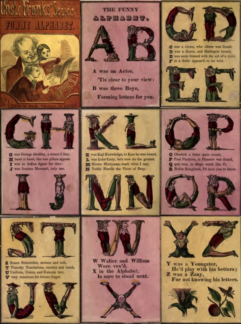 約於1850年出版的《The Funny Alphabet 》其中一頁。