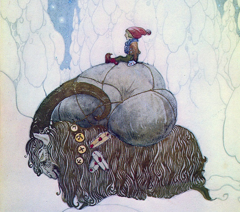 1912年約翰‧鮑威爾（John Bauer）繪製的聖誕山羊。