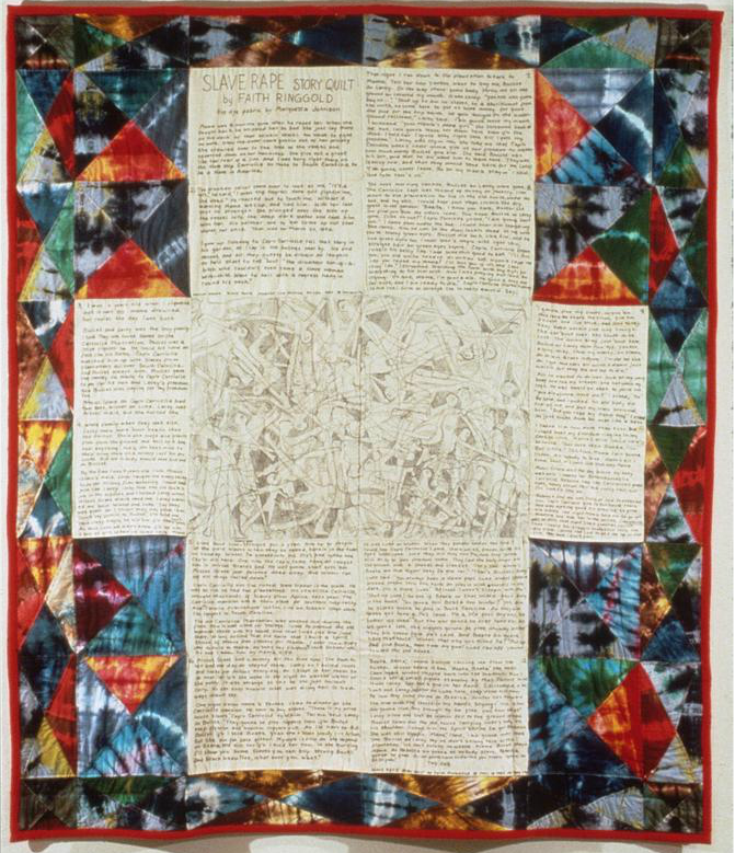 費絲‧林戈德（Faith Ringgold）的〈Slave Rape Story Quilt〉系列作品。