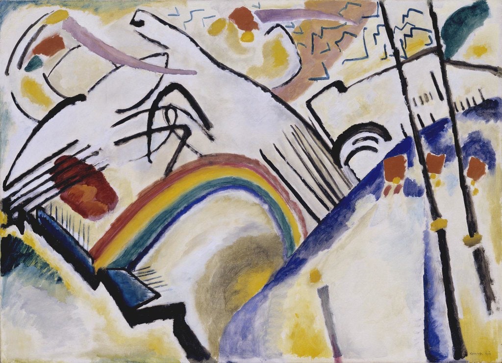 瓦西里‧康丁斯基（Wassily Kandinsky）的作品《Cossacks，1910年－1911年》。