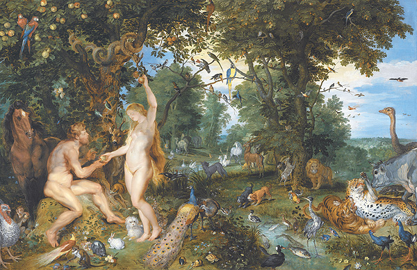 魯本斯（Peter Paul Rubens）的畫作《在天堂的亞當和夏娃》（Adam and Eve in Paradise）。