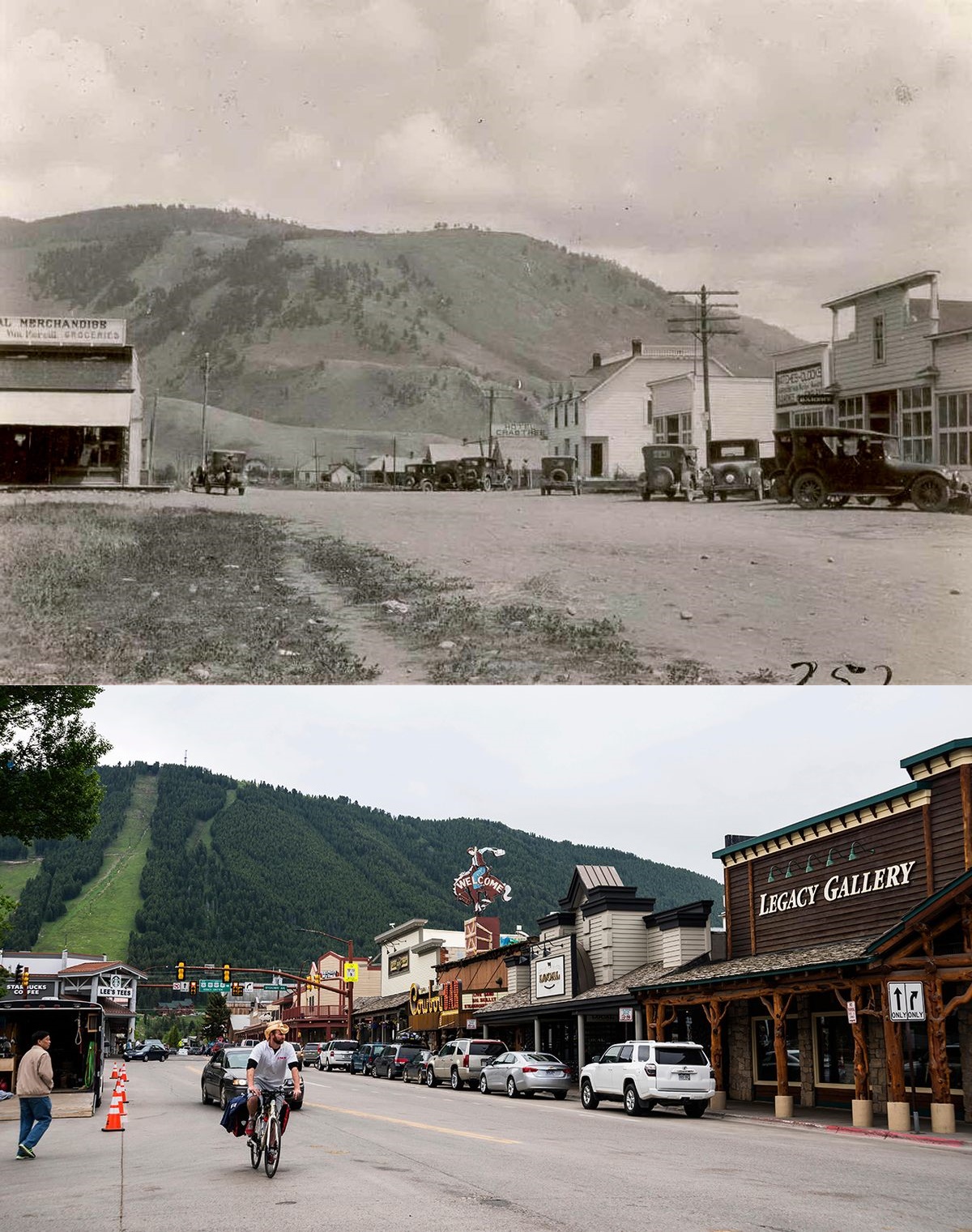 1920年代和現在的傑克遜鎮街景。