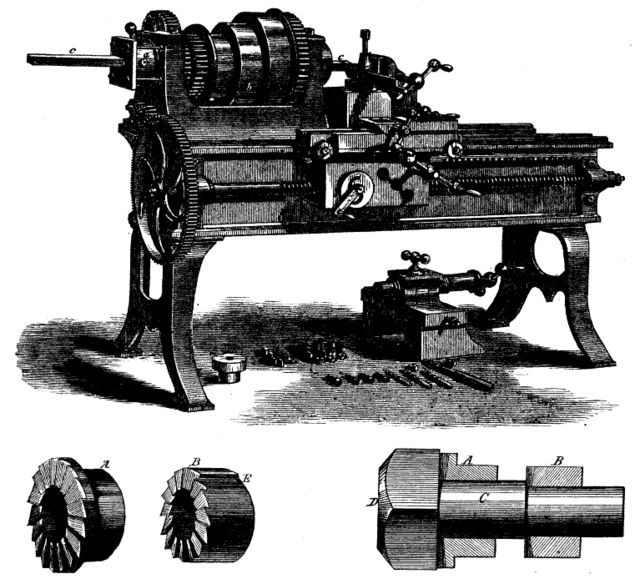 1871年的螺絲製造機器。