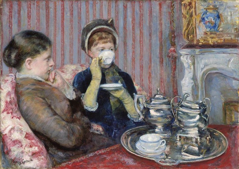 美國畫家瑪麗‧卡薩特（Mary Cassatt）所繪的《Five O’Clock Tea》。