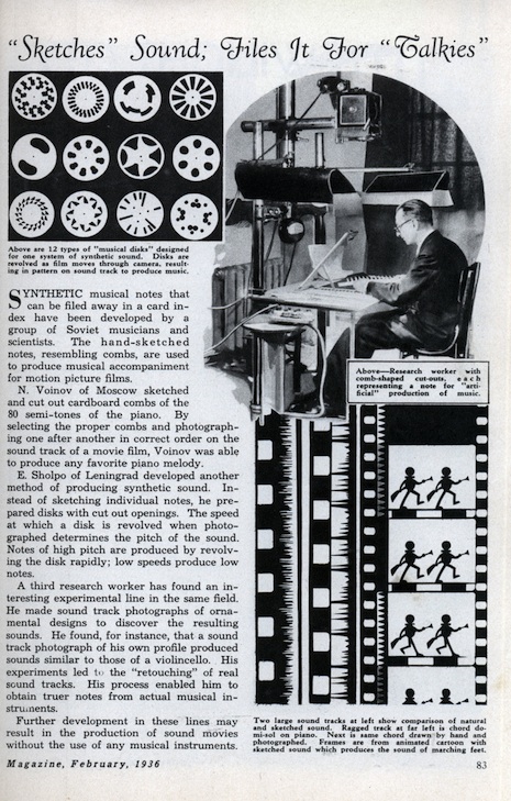 1936年2月，《Modern Mechanix》雜誌報導了沃伊諾夫的剪紙實驗。